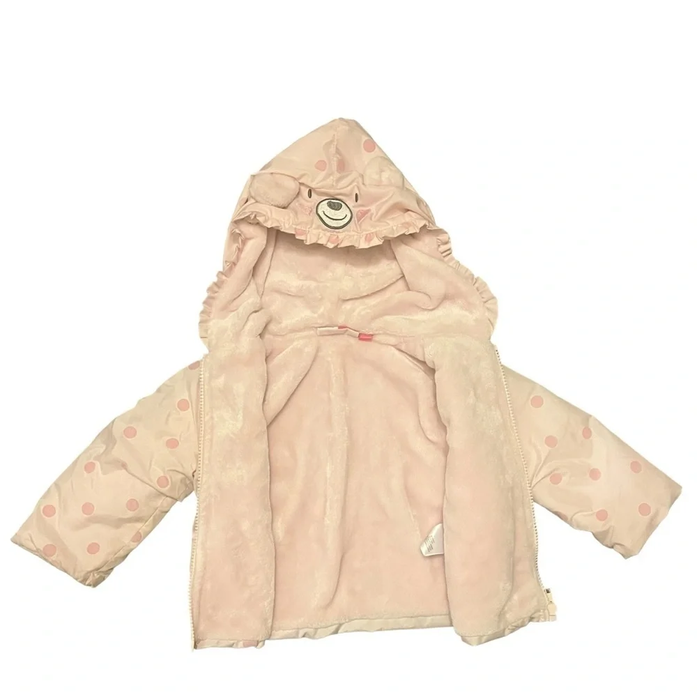 Penelope Mack Pink and Pink Polka Dot Jacket. Size:18M Dual Insulated Coat.